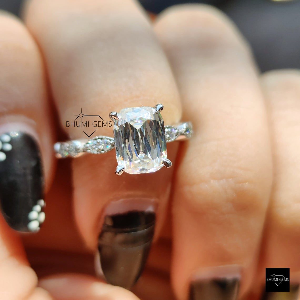 2.16TCW Criss Cut Moissanite Engagement Ring - view 6