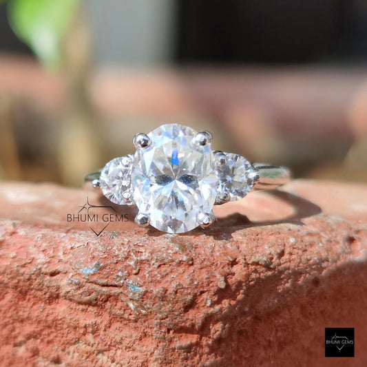 2.38 TCW Oval & Round Cut Moissanite Engagement Ring - view 2