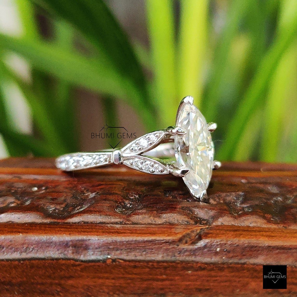 2.27TW Marquise Moissanite Engagement Ring - view 5