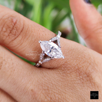 2.27TW Marquise Moissanite Engagement Ring - view 3