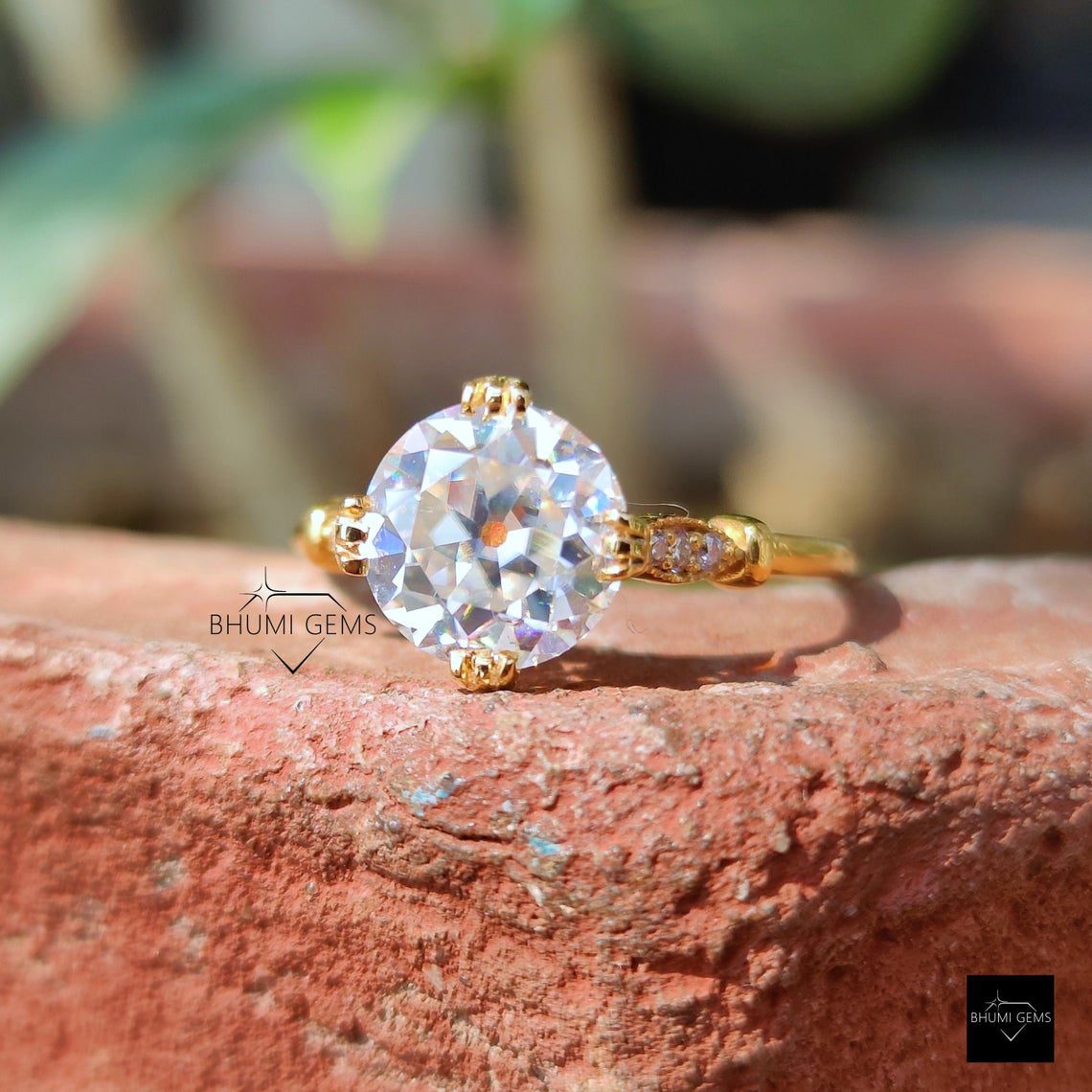 2.5TCW Round Halo Ring | Moissanite Solitaire Ring | Gift