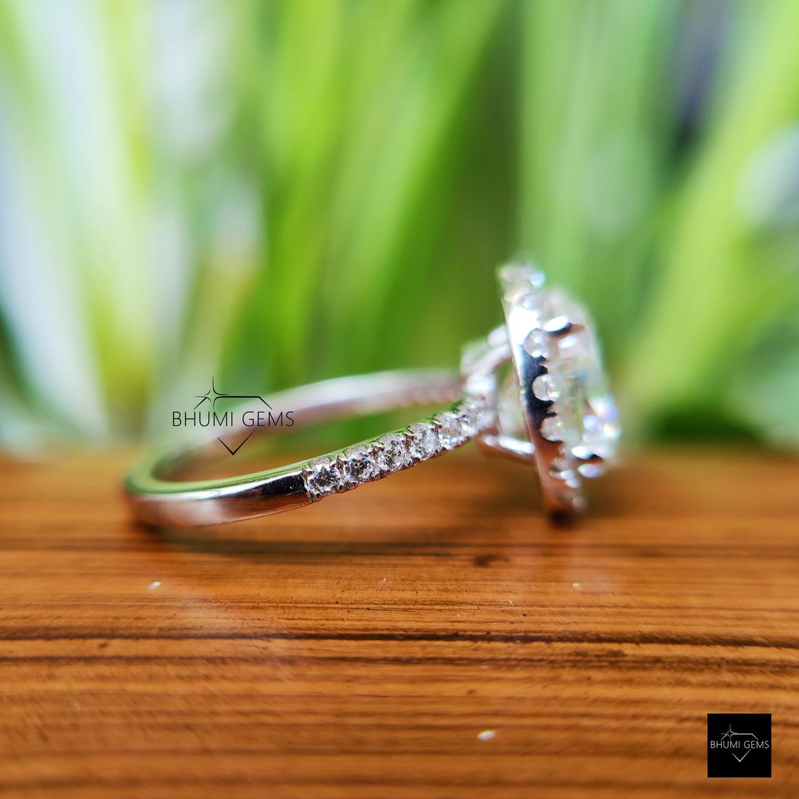 2.26 TW Oval Halo Moissanite Engagement Ring - view 4