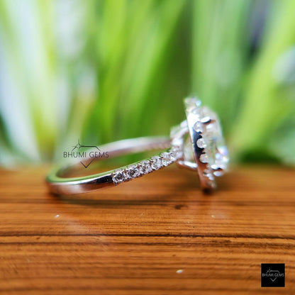 2.26 TW Oval Halo Moissanite Engagement Ring - view 4