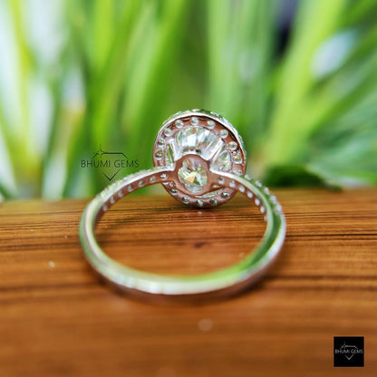 2.26 TW Oval Halo Moissanite Engagement Ring - view 5