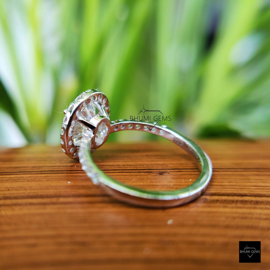 2.26 TW Oval Halo Moissanite Engagement Ring - view 6