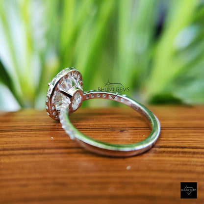 2.26 TW Oval Halo Moissanite Engagement Ring - view 6