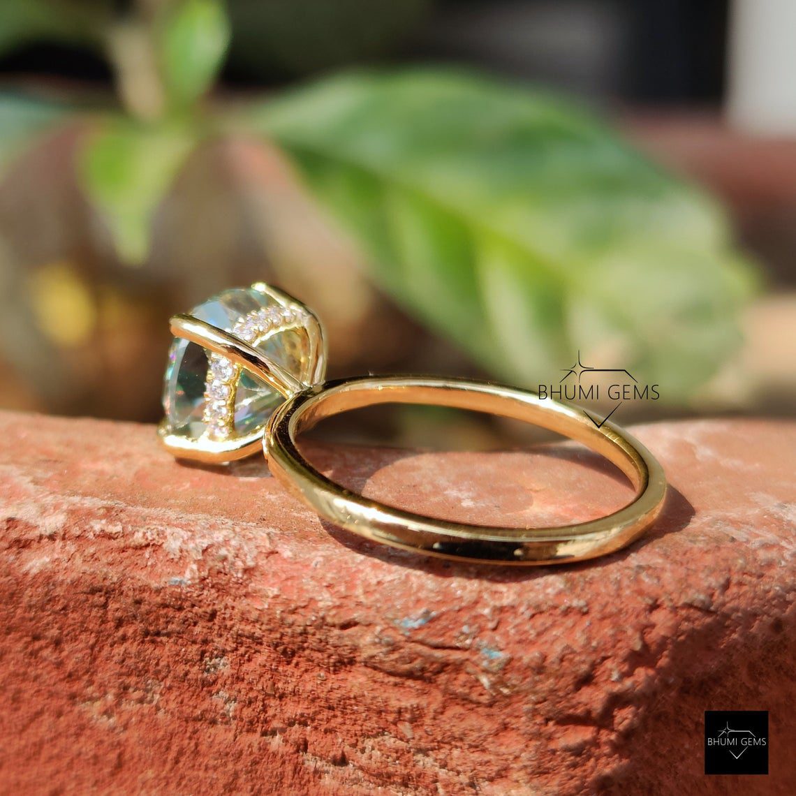 2.68 TCW Cushion Cut Blue Moissanite Engagement Ring - view 4