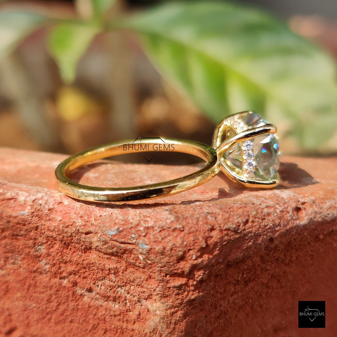2.68 TCW Cushion Cut Blue Moissanite Engagement Ring - view 3