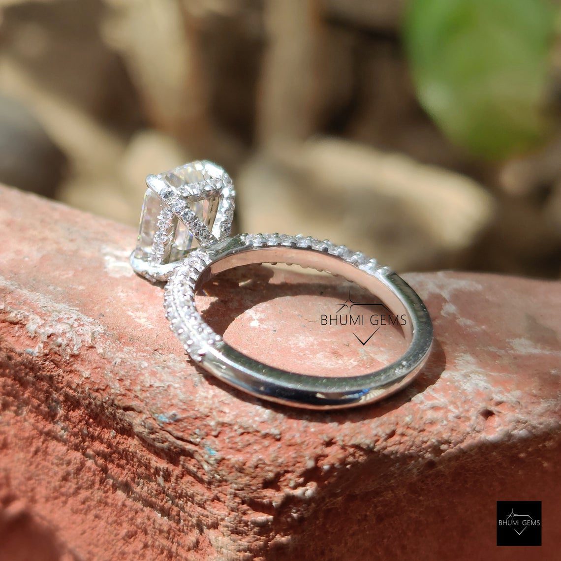 2.39 TW Emerald Cut Colorless Moissanite Ring - view 4