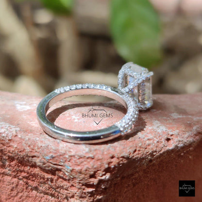 2.39 TW Emerald Cut Colorless Moissanite Ring - view 3