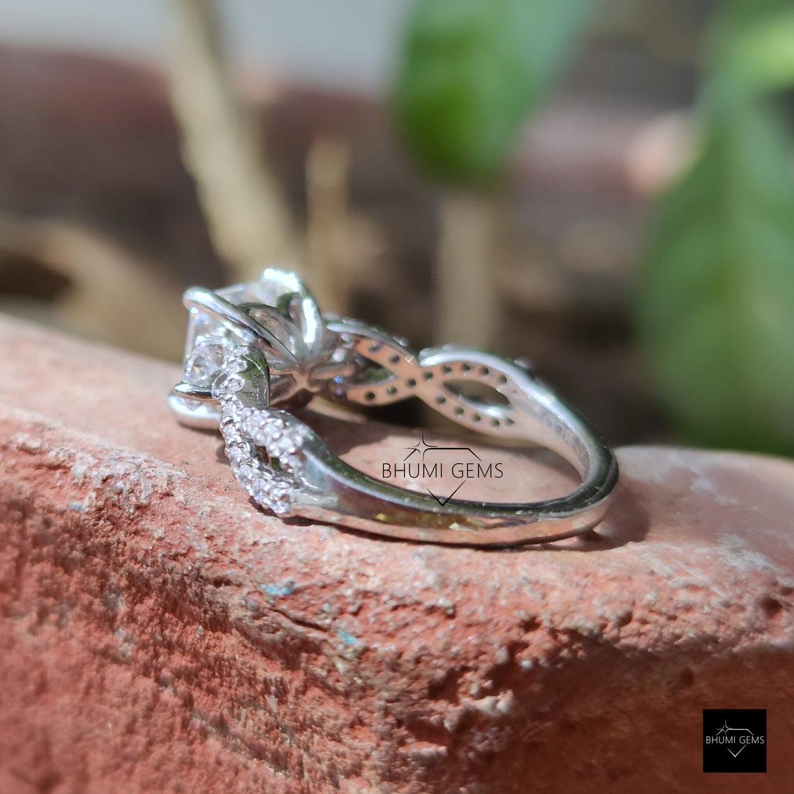 2.59TCW Asscher Colorless Solitaire Moissanite Ring - view 4