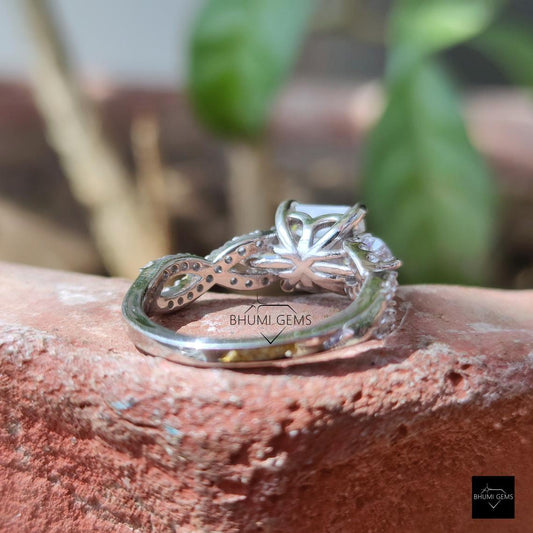 2.59TCW Asscher Colorless Solitaire Moissanite Ring - view 3