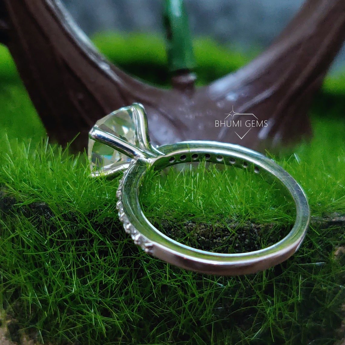 2.80TCW Cushion Colorless Moissanite Engagement Ring - view 5