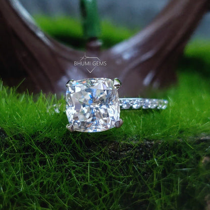 2.80TCW Cushion Colorless Moissanite Engagement Ring - view 2