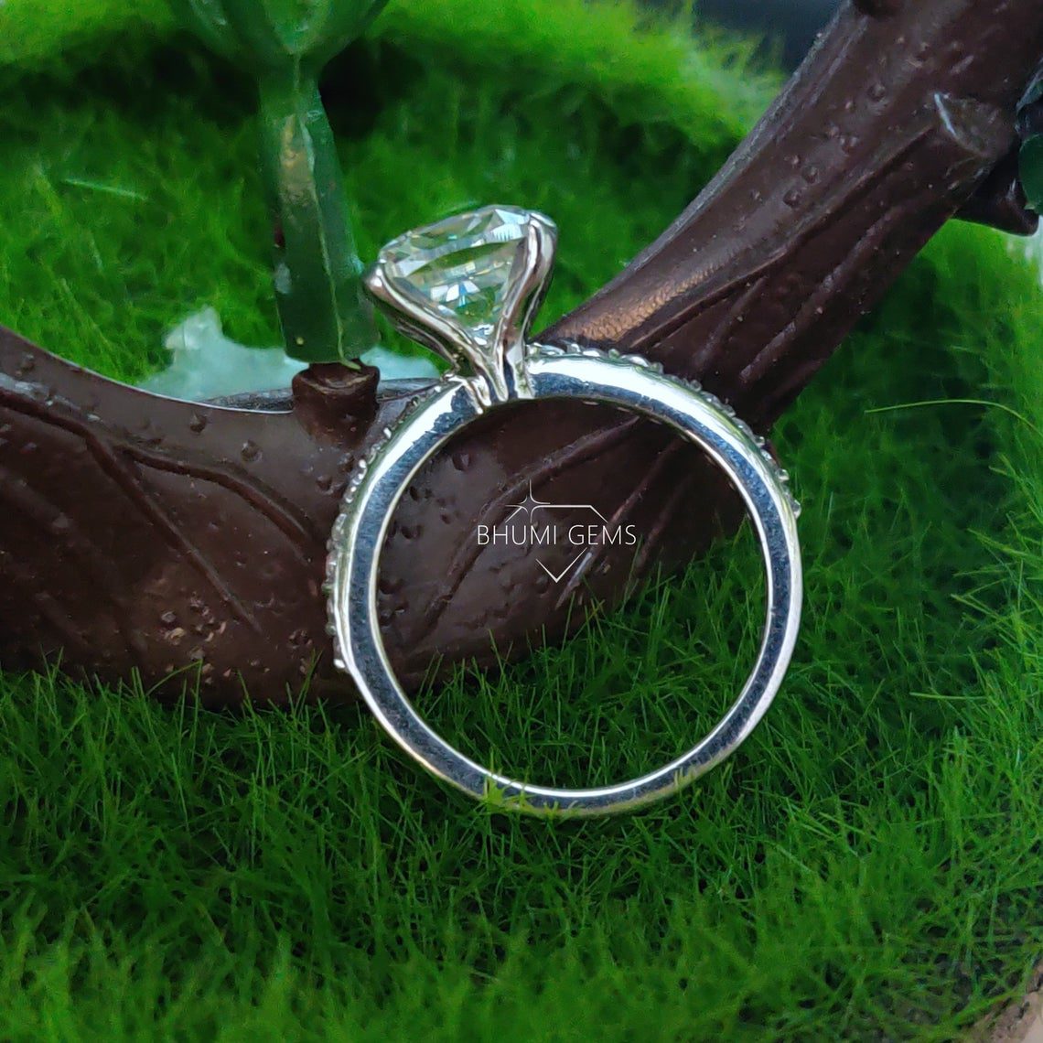 2.80TCW Cushion Colorless Moissanite Engagement Ring - view 6