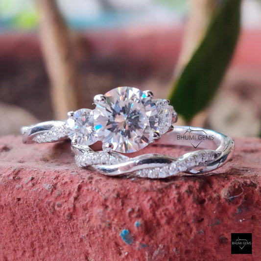2.94TCW Round Colorless Moissanite Bridal Ring Set