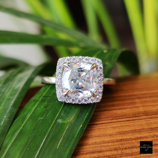 2.96 TW Cushion Halo Dainty Engagement Ring