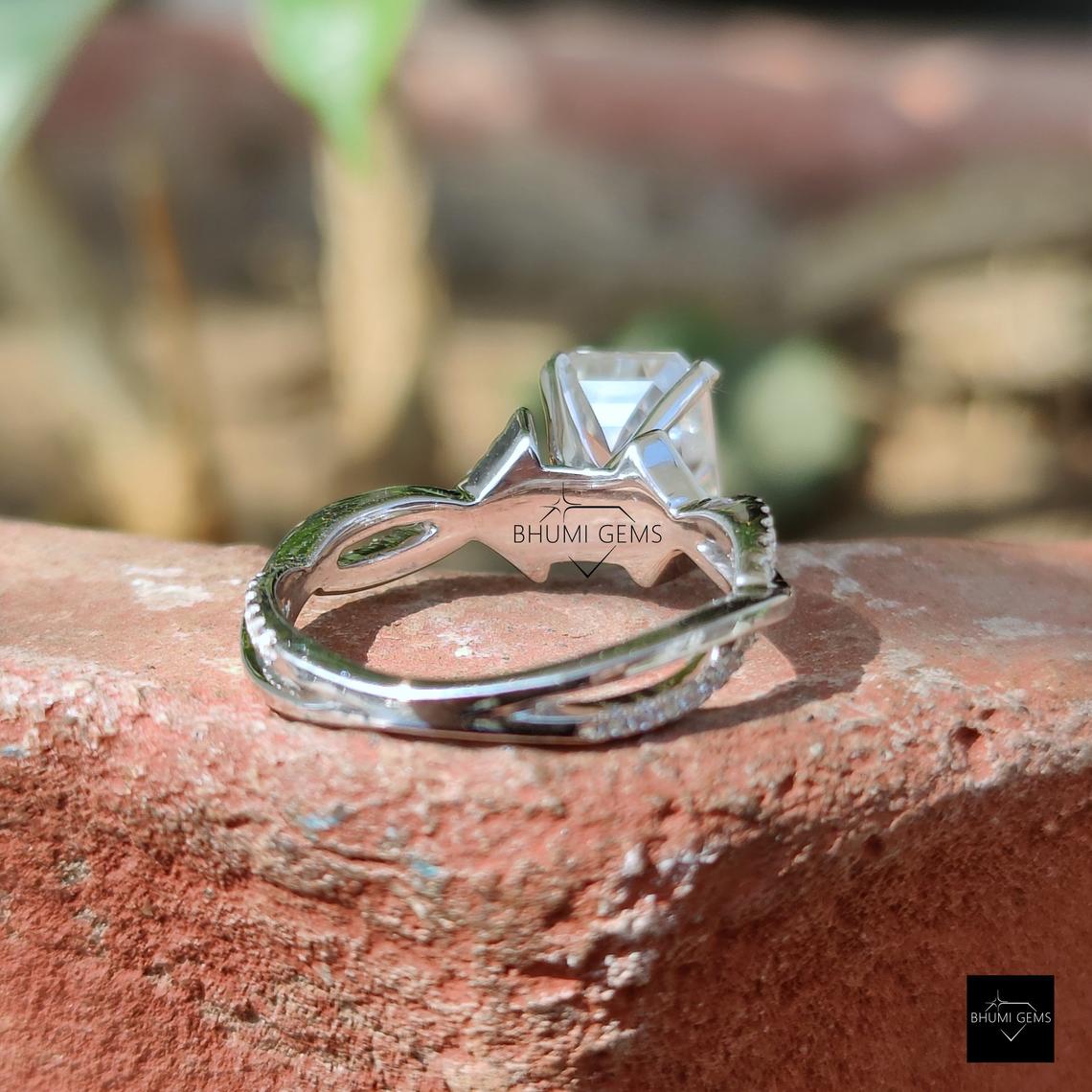 2.38 TCW Emerald Cut Moissanite Infinity Engagement Ring - view 4