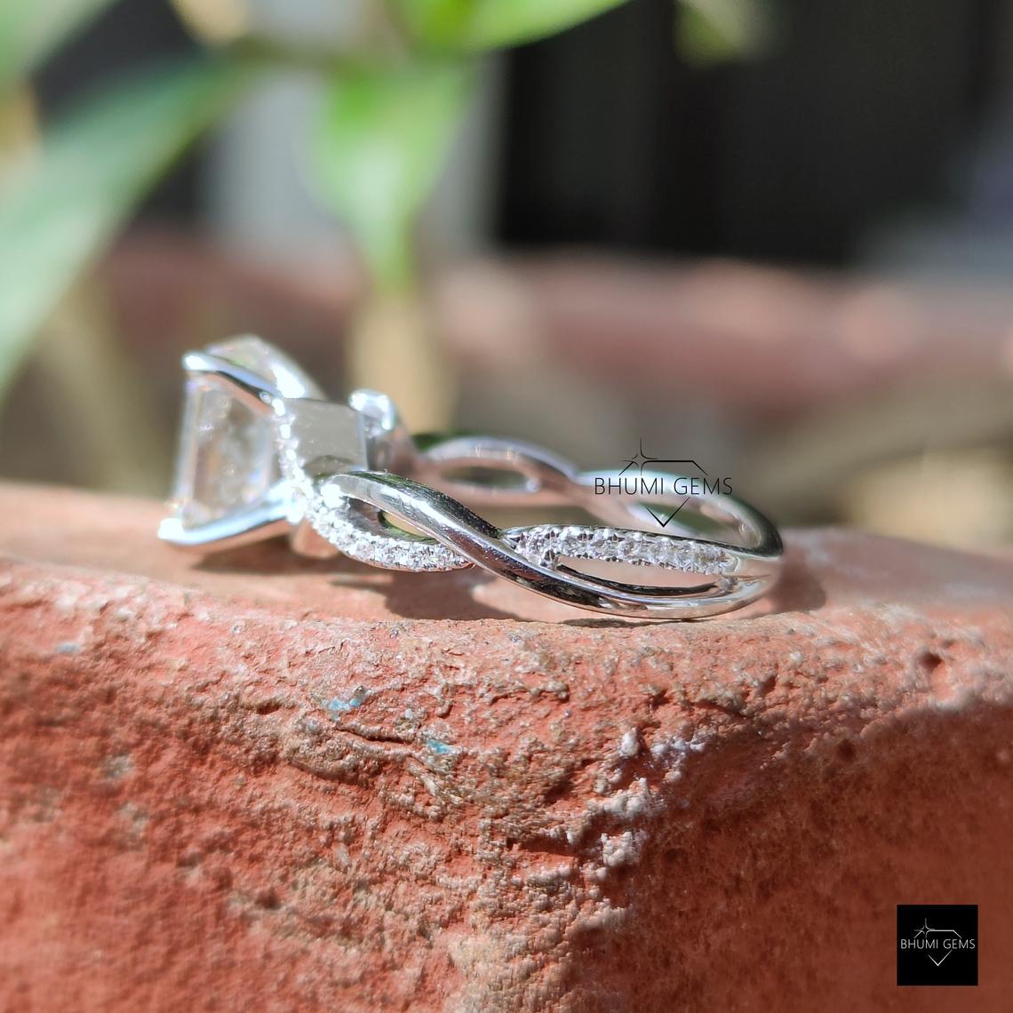 2.38 TCW Emerald Cut Moissanite Infinity Engagement Ring - view 3