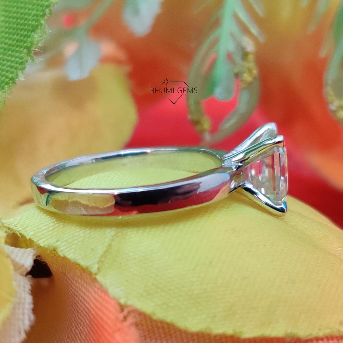 2CT Asscher Colorless Solitaire Moissanite Ring - view 4
