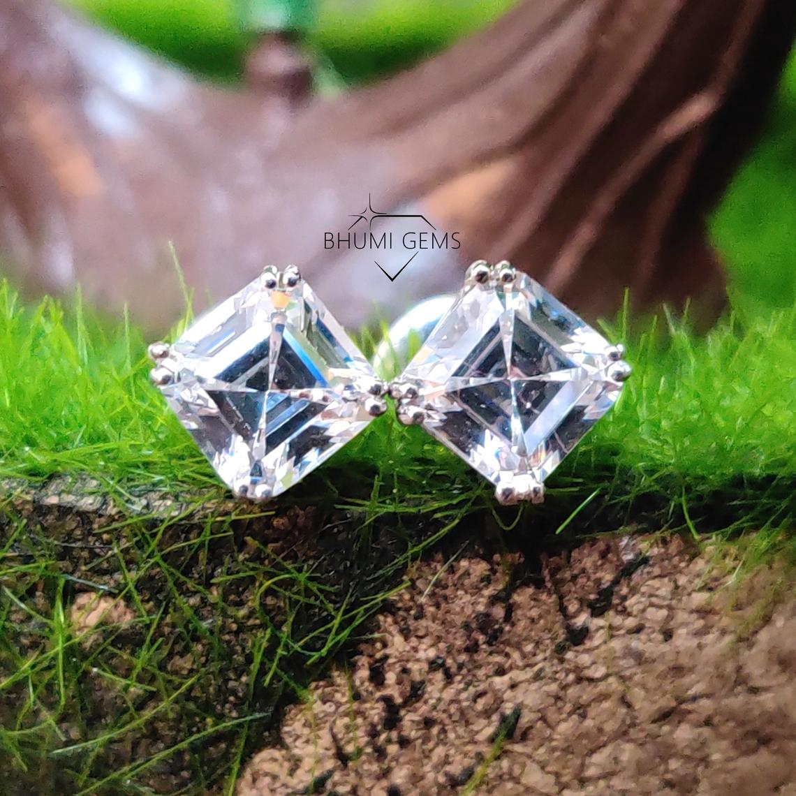 2CT Asscher Colorless Diamond | Moissanite Earrings For Her