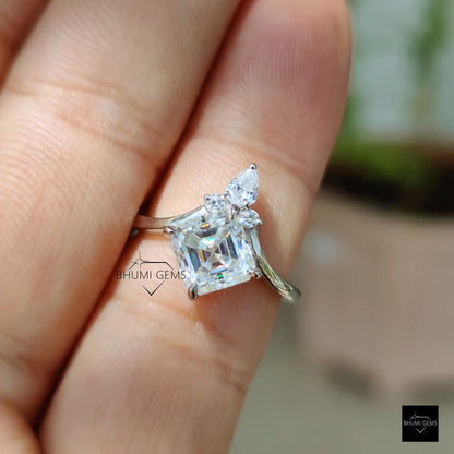 2 CT Asscher Cut Moissanite Chevron Engagement Ring - view 5