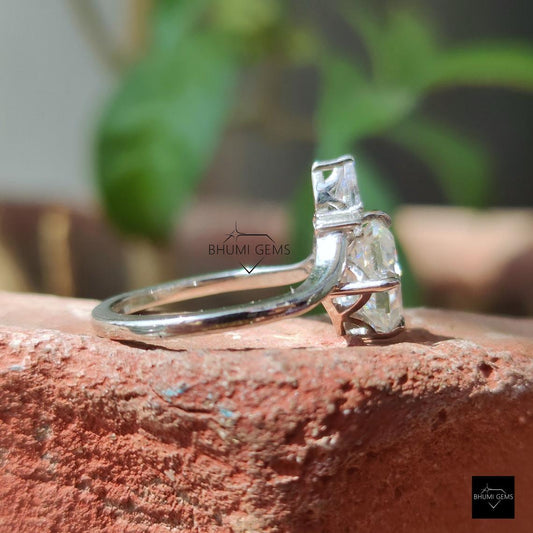 2 CT Asscher Cut Moissanite Chevron Engagement Ring - view 2