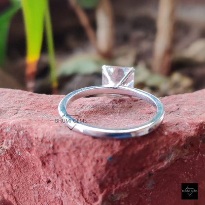 2CT Asscher Cut Moissanite Ring, Engagement Ring, Wedding Bridal Eternity Ring, Solitaire Ring, White Gold Antique Vintage Classic Jewelry
