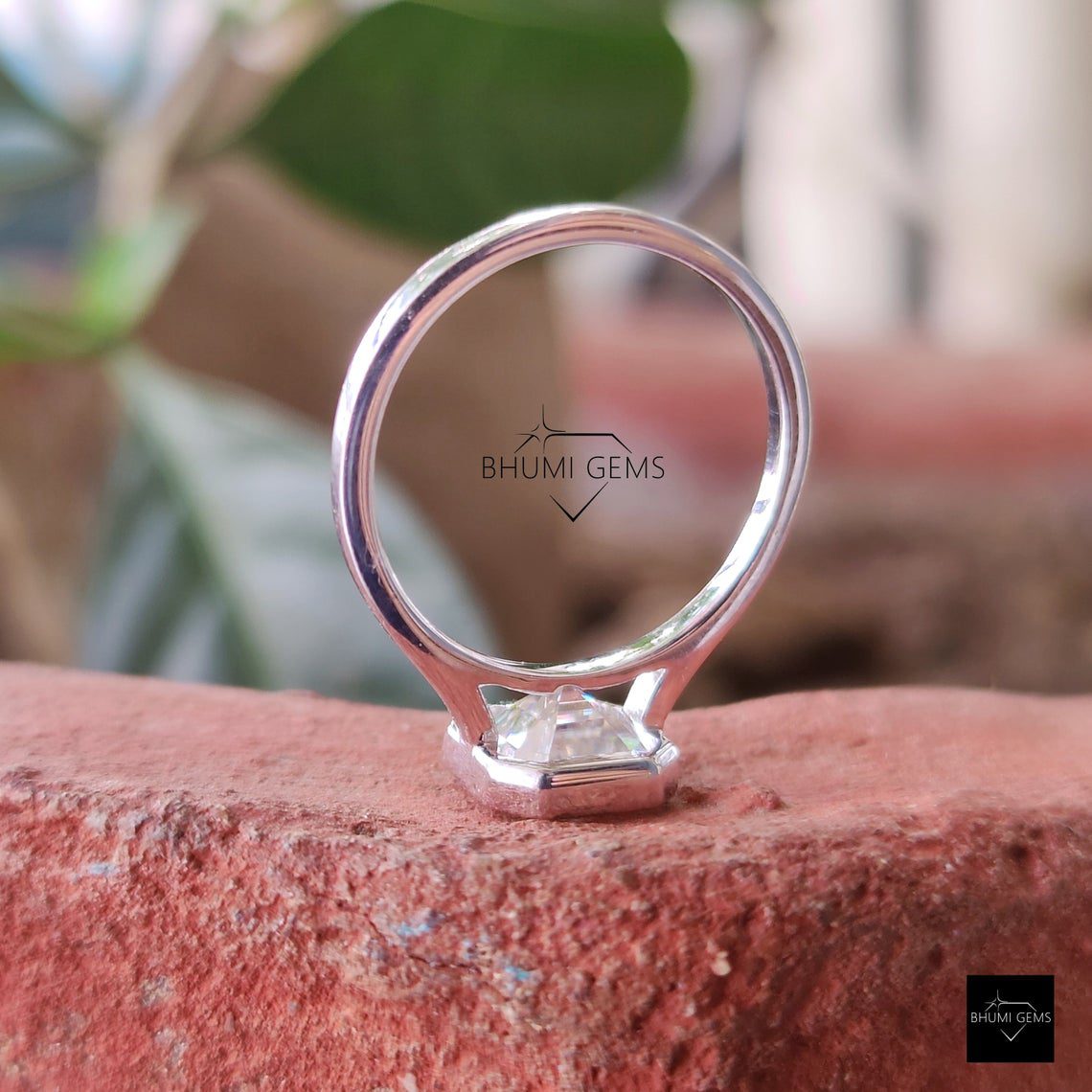 2 CT Asscher Cut Moissanite Solitaire Ring - view 6