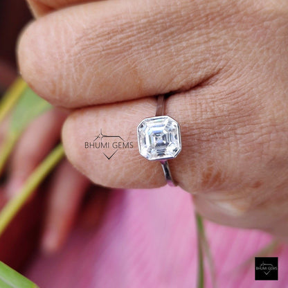 2 CT Asscher Cut Moissanite Solitaire Ring - view 2