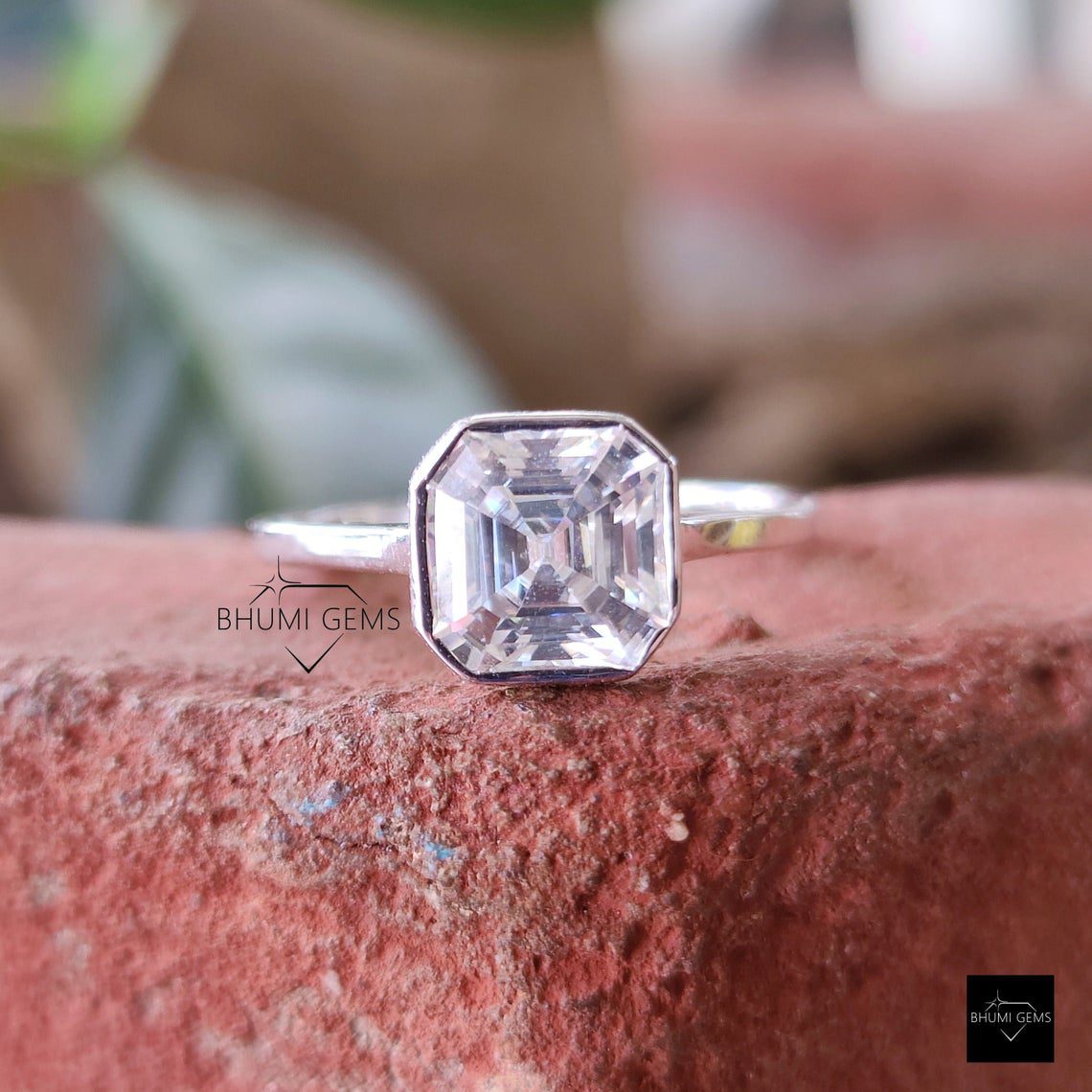 2 CT Asscher Cut Moissanite Solitaire Ring - view 3