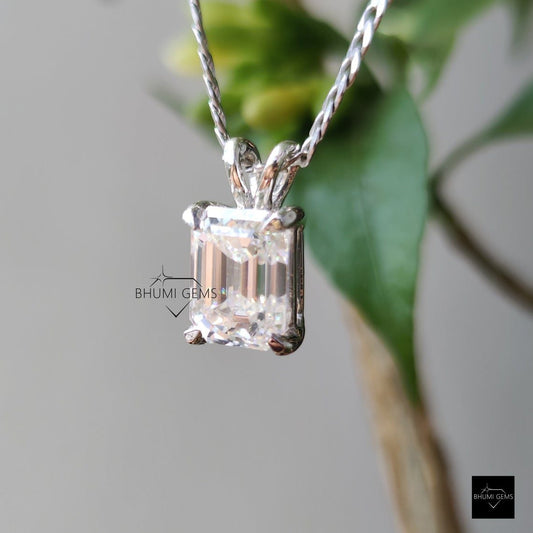 2CT Emerald Colorless Moissanite Necklace - view 3
