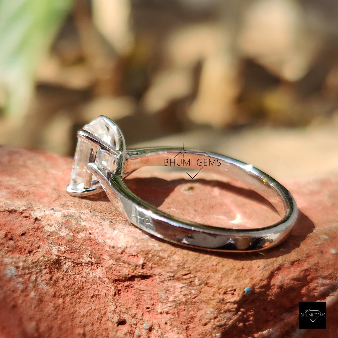 2 CT Emerald Cut Moissanite Solitaire Ring - view 5