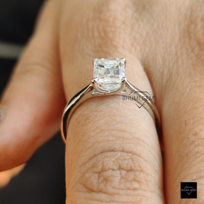 2 CT Emerald Cut Moissanite Solitaire Ring - view 6