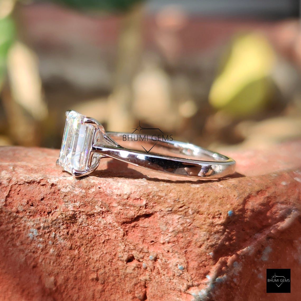 2 CT Emerald Cut Moissanite Solitaire Ring - view 4