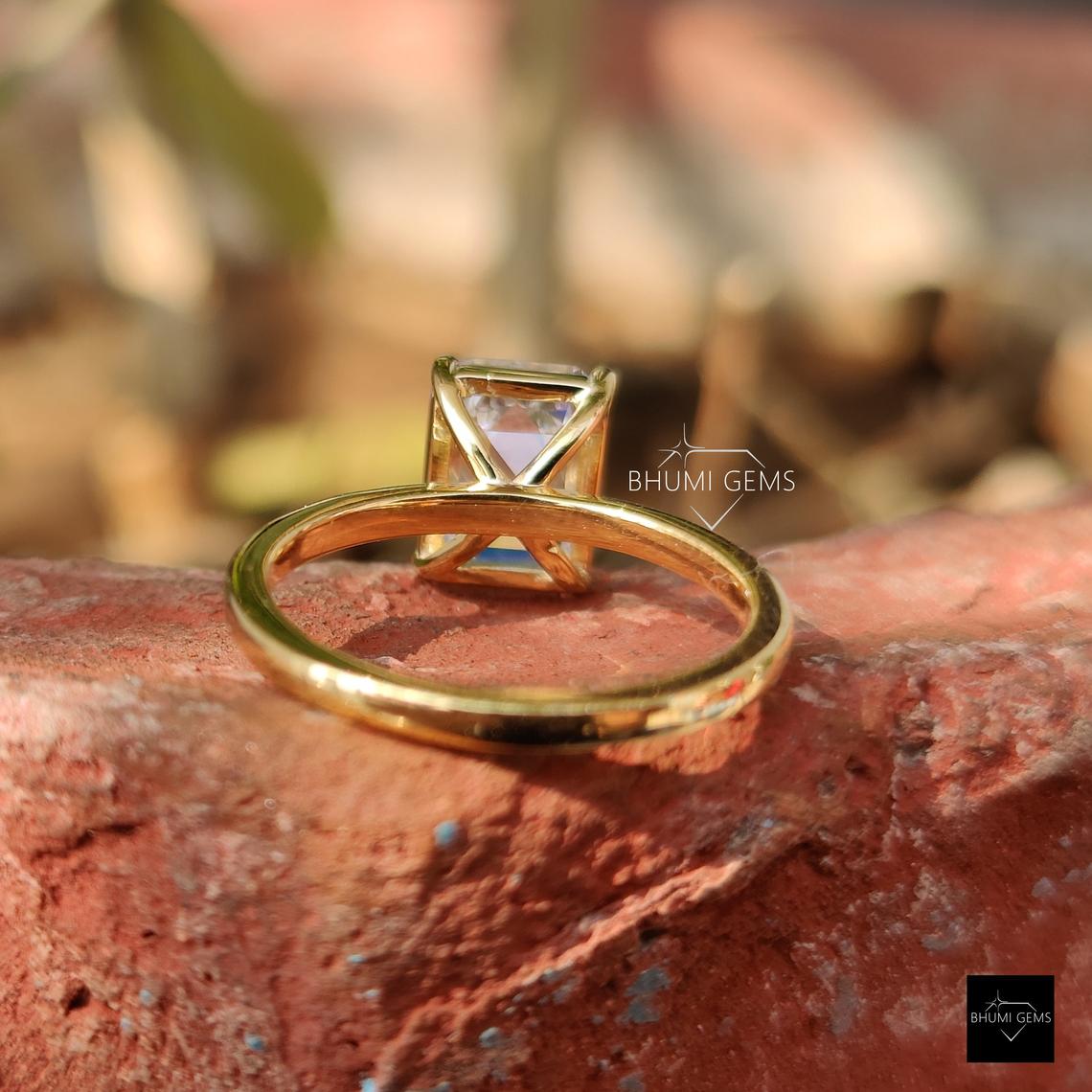2 CT Colorless Emerald Cut Moissanite Solitaire Engagement Ring - view 5