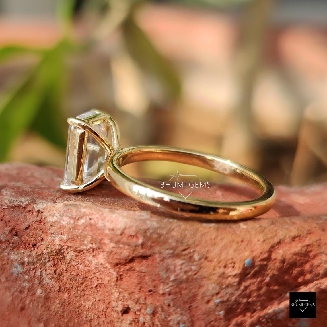 2 CT Colorless Emerald Cut Moissanite Solitaire Engagement Ring - view 4