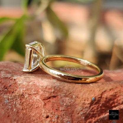2 CT Colorless Emerald Cut Moissanite Solitaire Engagement Ring - view 4