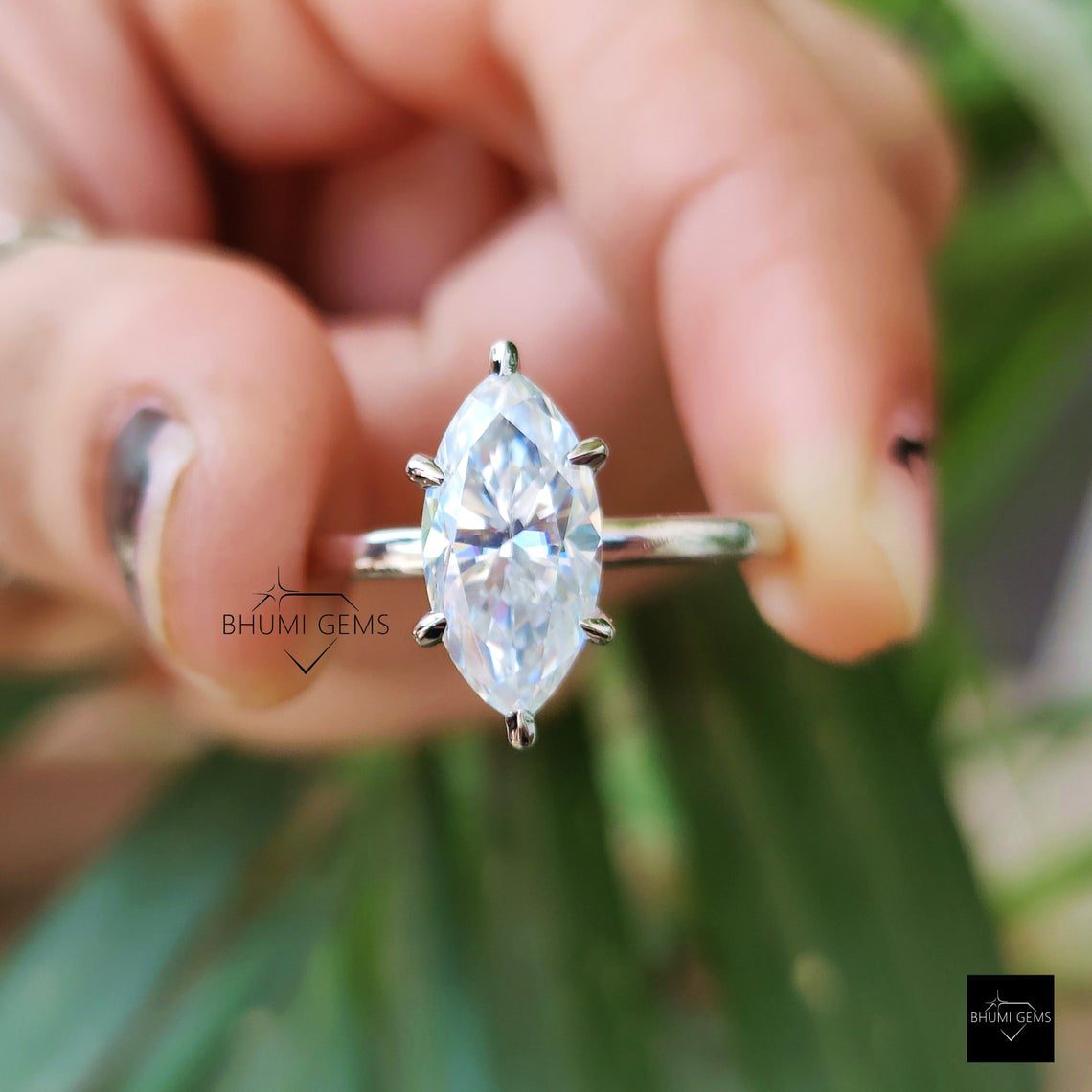 2 CT Marquise Moissanite Engagement Ring - view 3