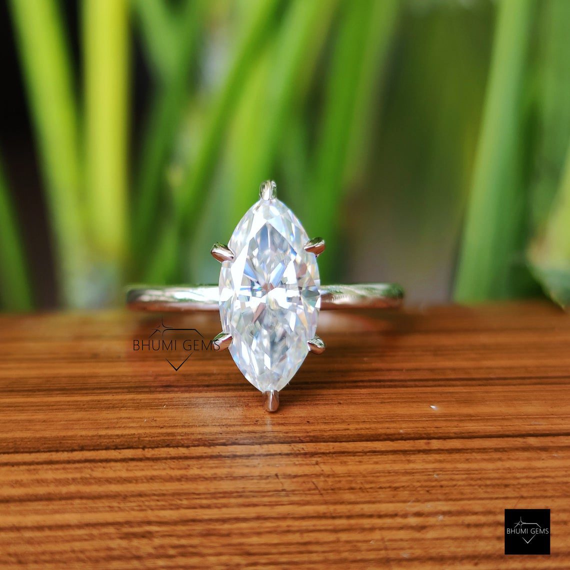 2 CT Marquise Moissanite Engagement Ring - view 4
