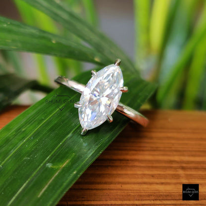 2CT Marquise Moissanite Gold Engagement Ring