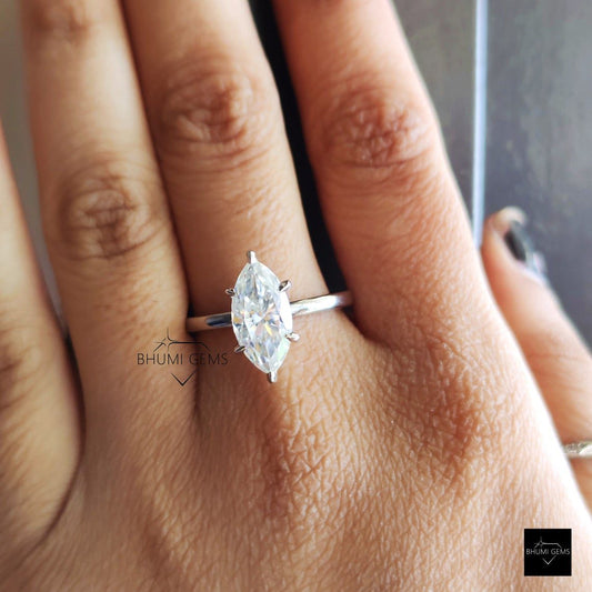 2 CT Marquise Moissanite Engagement Ring - view 2