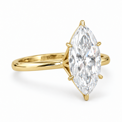 Marquise Moissanite Engagement Ring - Plain Band