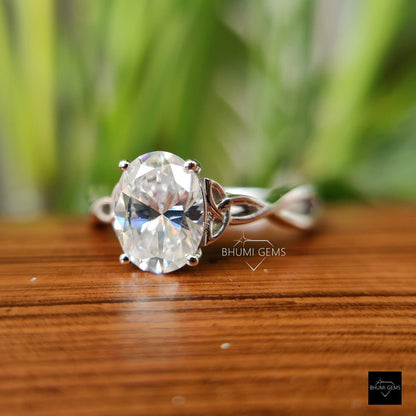 2CT Oval Twisted Solitaire Engagement Ring