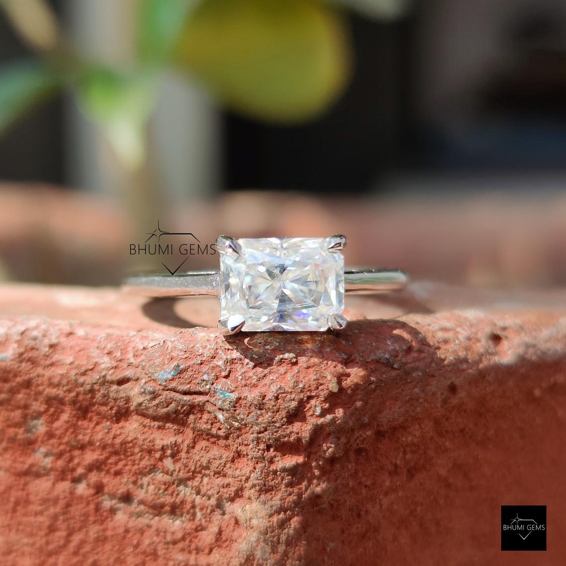 2 CT Radiant Cut Colorless Moissanite Engagement Ring - view 2