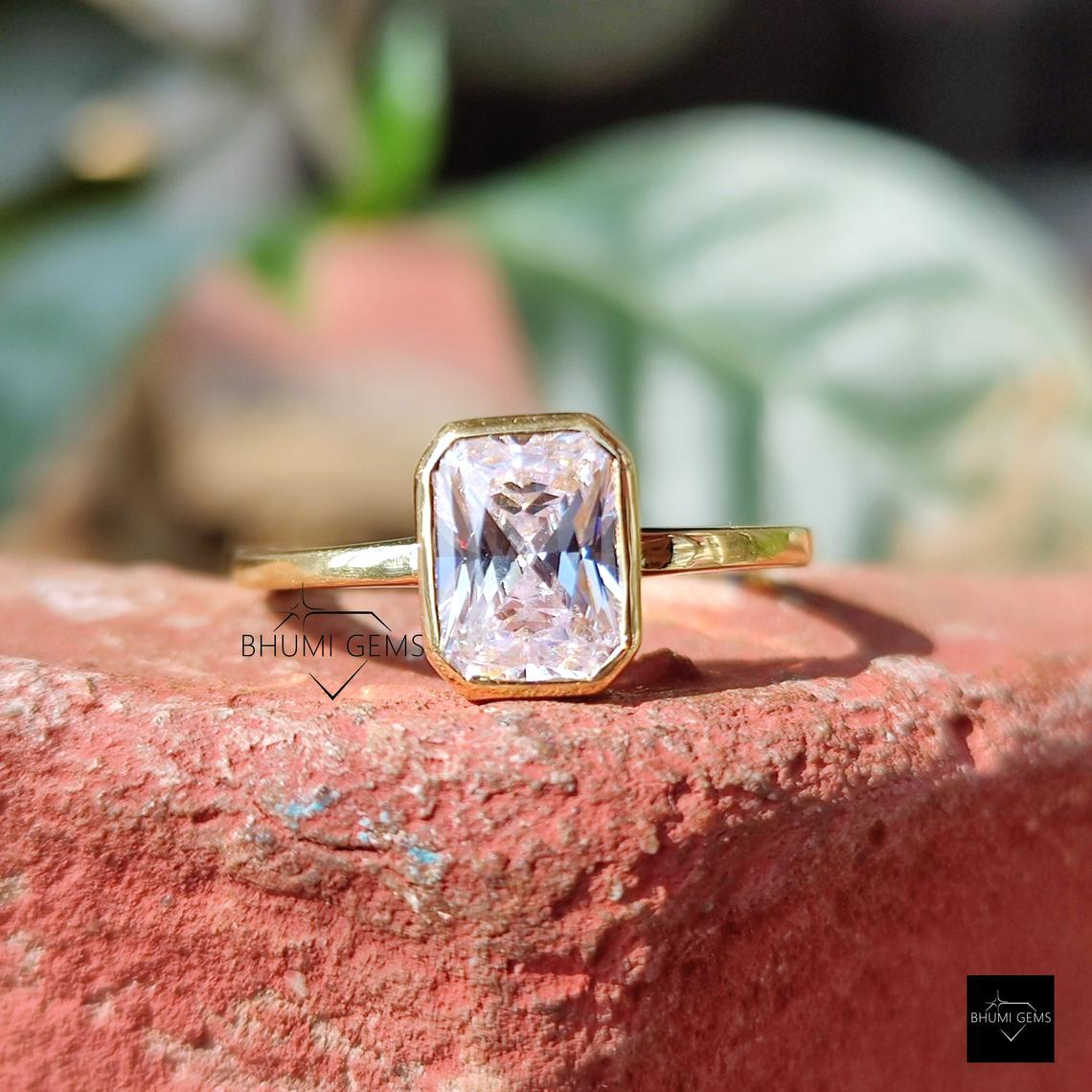 2 CT Radiant Cut Moissanite Ring - view 2