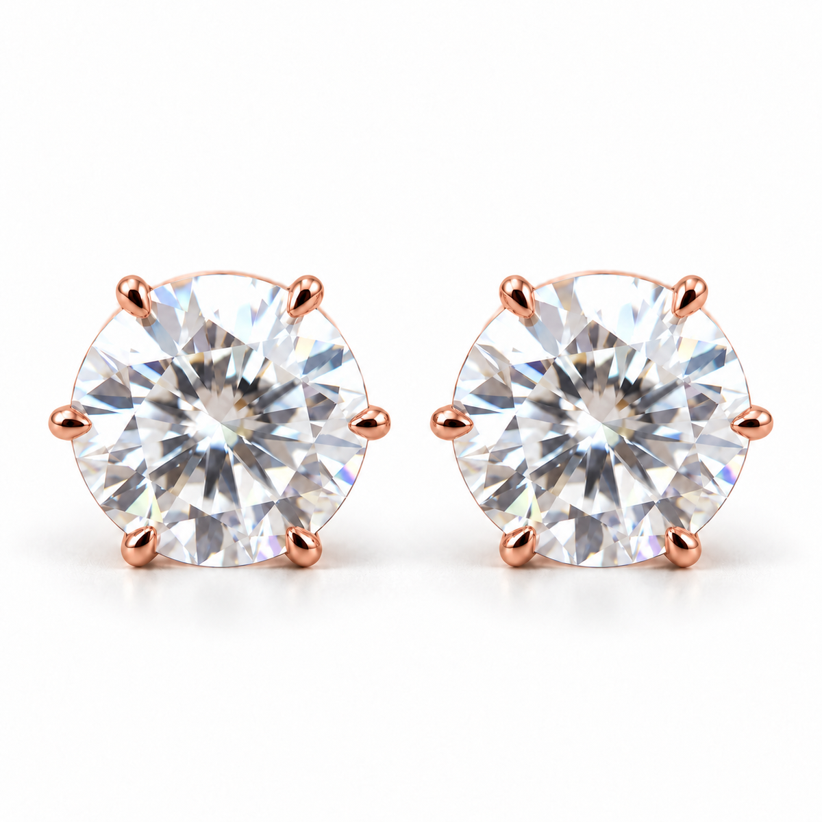 Round Brilliant Cut Moissanite Earrings
