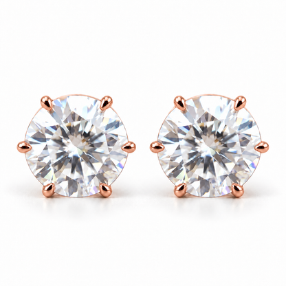 Round Brilliant Cut Moissanite Earrings