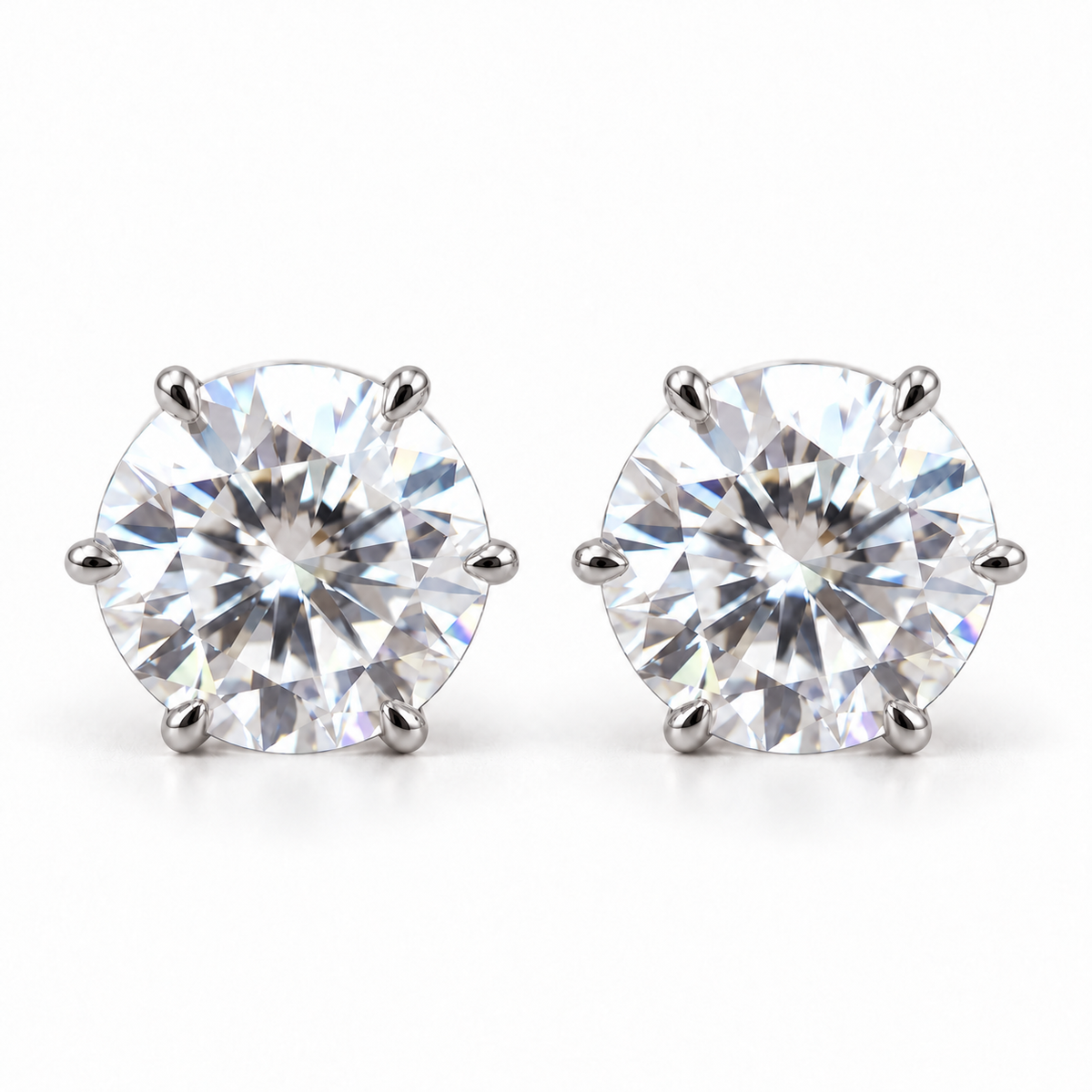 Round Brilliant Cut Moissanite Earrings