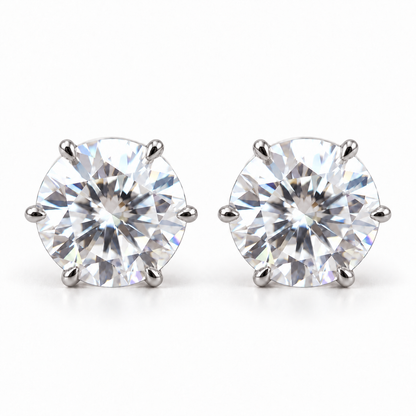 Round Brilliant Cut Moissanite Earrings